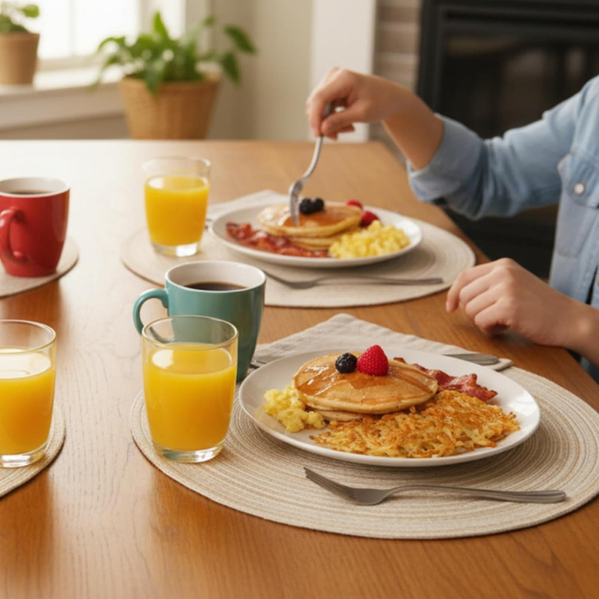 Round Braided Placemats Set of 4 Washable Place