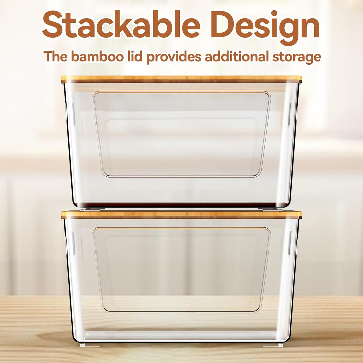 Bamboo Lid Stackable Trashbag Dispenser
