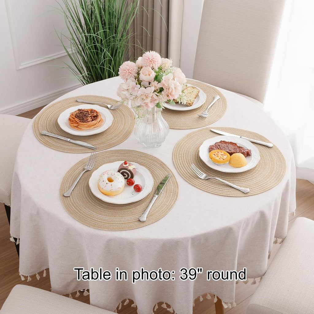 Round Braided Placemats Set of 4 Washable Place
