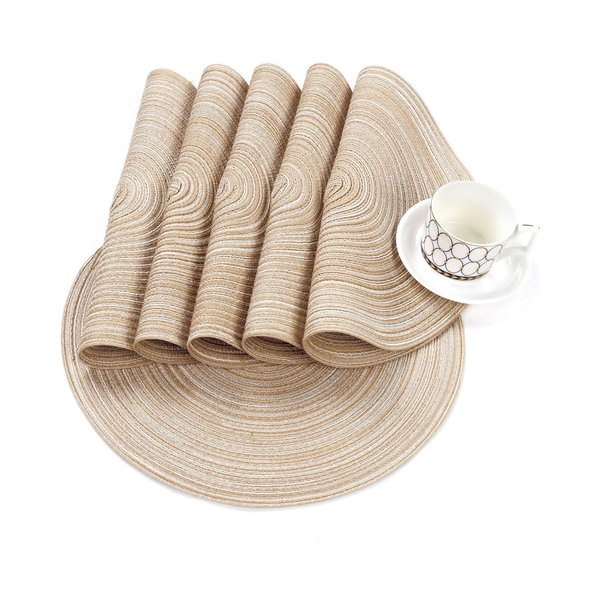 Round Braided Placemats Set of 4 Washable Place