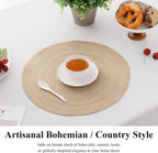 Round Braided Placemats Set of 4 Washable Place