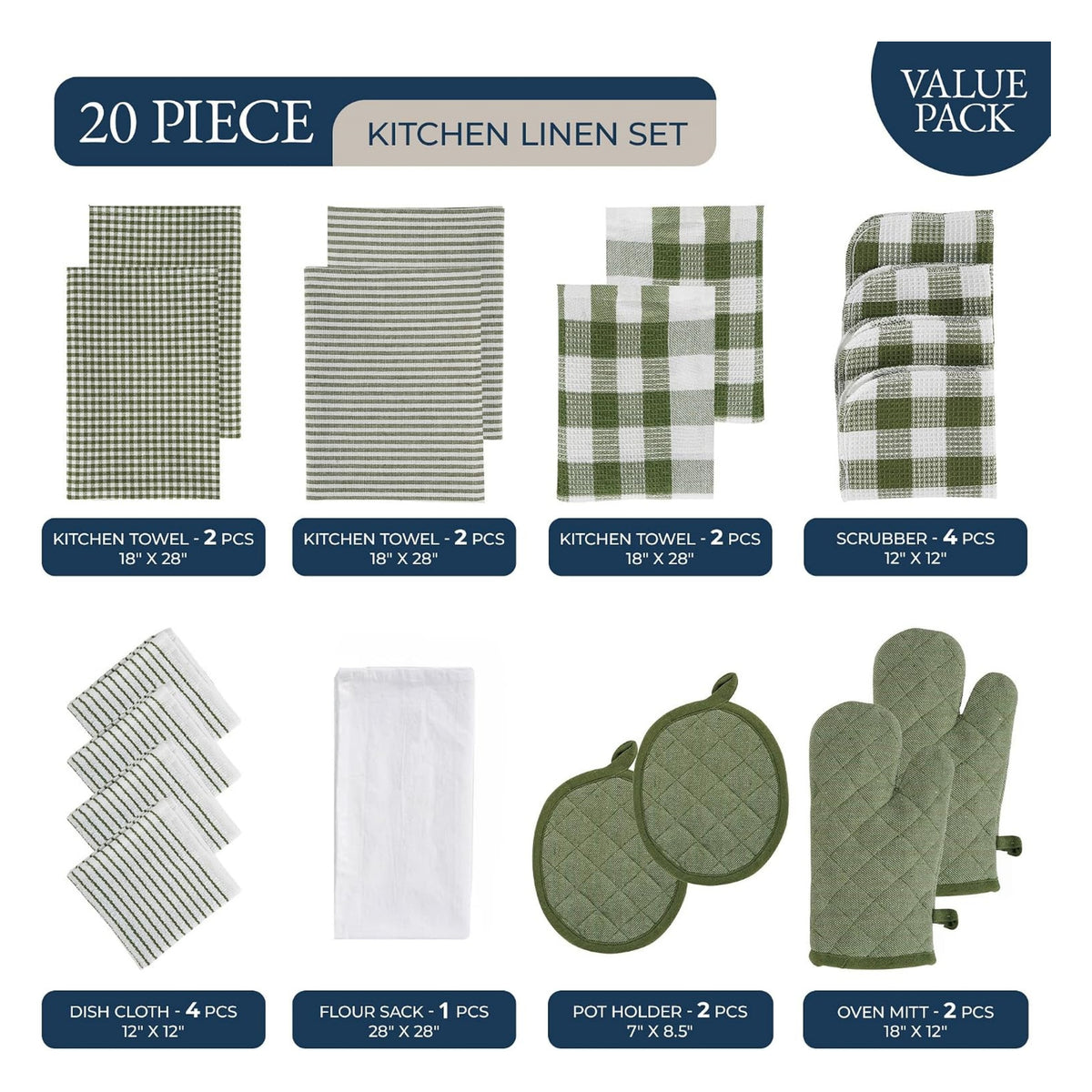 Kitchen Towel and Pot Holder Sets 20 Pc